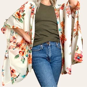 STACATTO Floral Hi Low Open Front Kimono Size Large